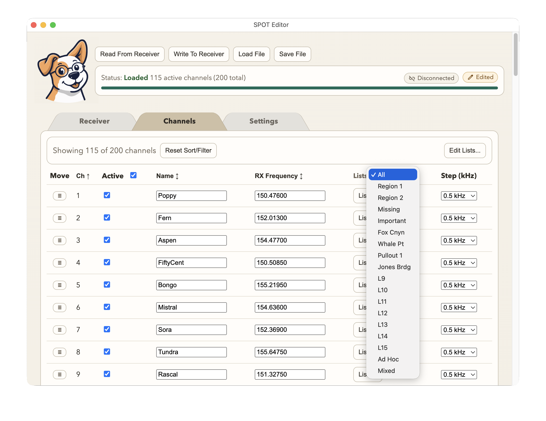 Filter by list example
