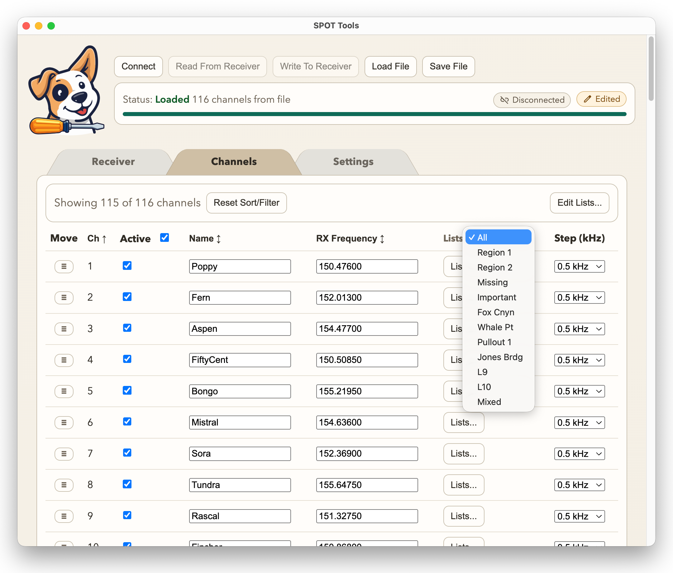 Filter by list example
