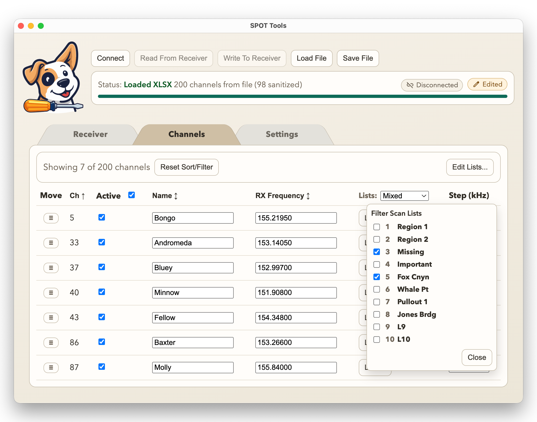 Mixed list filter example